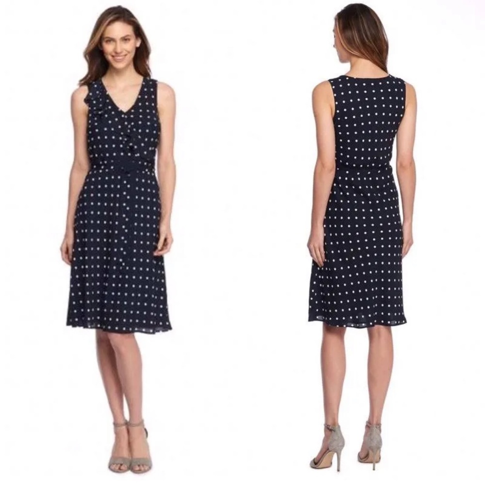 The Limited Navy Blue Polka Dot Sleeveless Dress